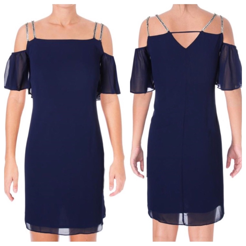 NWT MSK Embellished Cold Shoulder Dress, 12